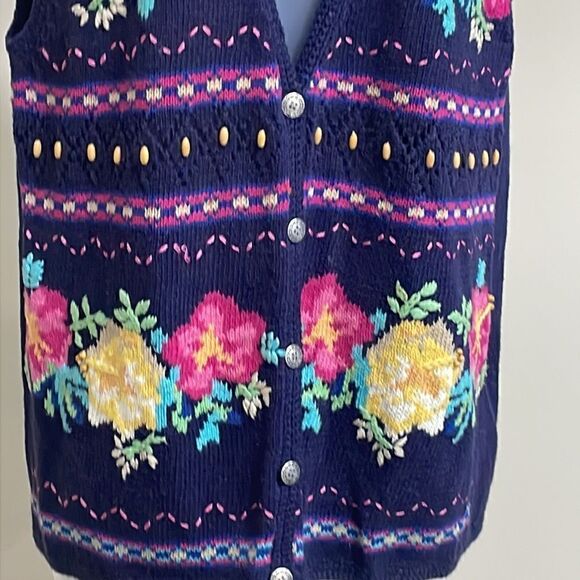 Jantzen vintage embroidered and beaded floral vest. Size M medium 8/10 - Picture 3 of 12